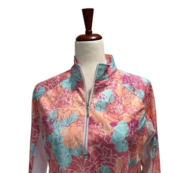 Pebble Beach Women's Polo Shirt Medium Dry Luxe Performance Pink Floral (17) - Picture 2 of 8